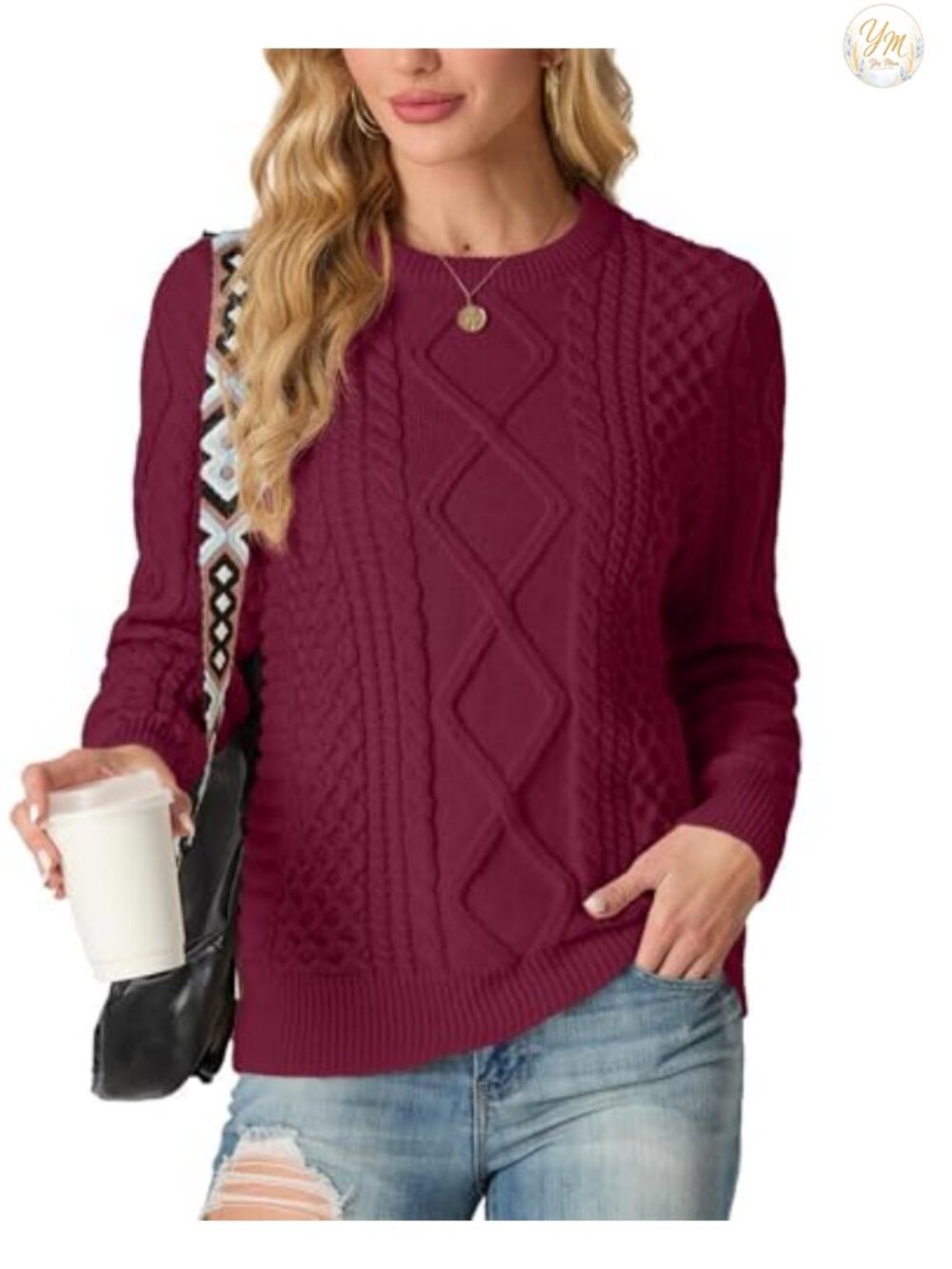 Womens Long Sleeve Crewneck Pullover Sweater Ribbed Knit Casual